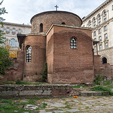SOFIA, BULGARIA -NOVEMBER 12, 2017: Amazing  view of Church St. George Rotunda in Sofia, Bulgaria