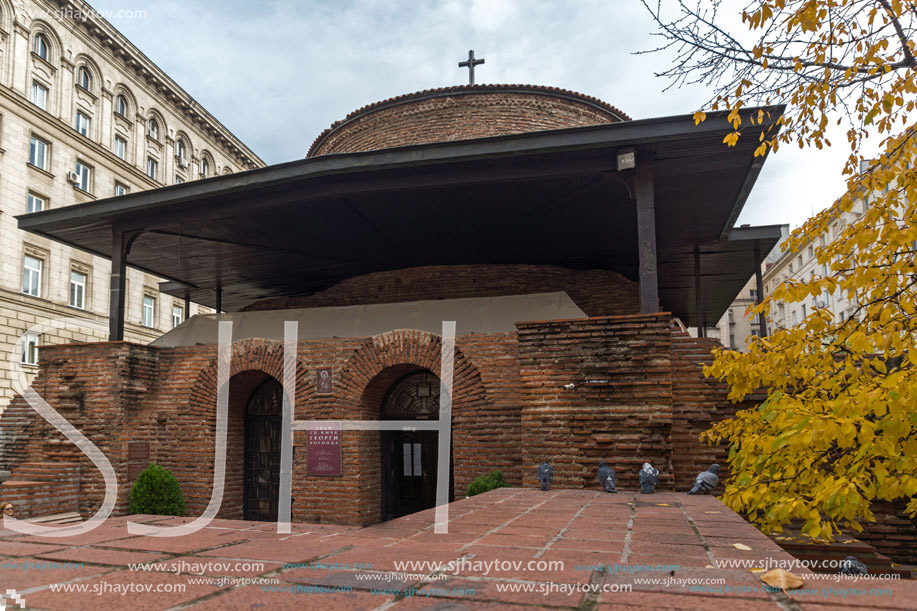 SOFIA, BULGARIA -NOVEMBER 12, 2017: Amazing  view of Church St. George Rotunda in Sofia, Bulgaria