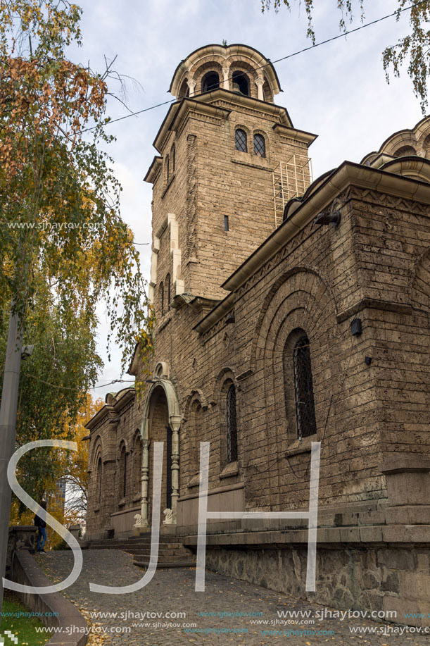 SOFIA, BULGARIA -NOVEMBER 12, 2017: Cathedral Church St. Nedelya in  Sofia, Bulgaria