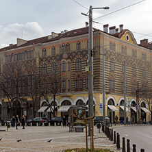 SOFIA, BULGARIA -NOVEMBER 12, 2017: Walking people on Boulevard Vitosha in city of Sofia, Bulgaria
