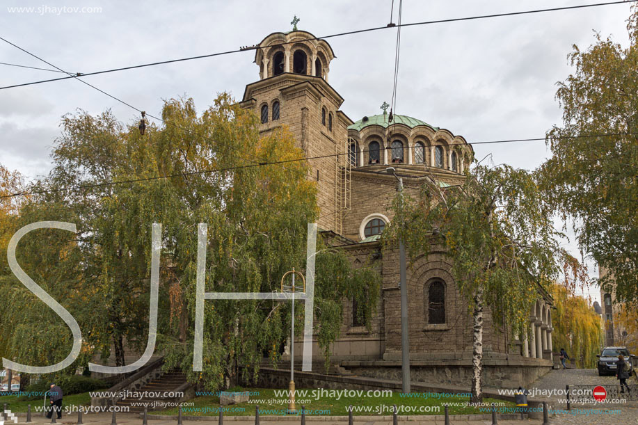 SOFIA, BULGARIA -NOVEMBER 12, 2017: Cathedral Church St. Nedelya in  Sofia, Bulgaria