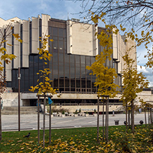 SOFIA, BULGARIA -NOVEMBER 12, 2017:  Amazing view of National Palace of Culture in Sofia, Bulgaria