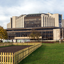 SOFIA, BULGARIA -NOVEMBER 12, 2017:  Amazing view of National Palace of Culture in Sofia, Bulgaria