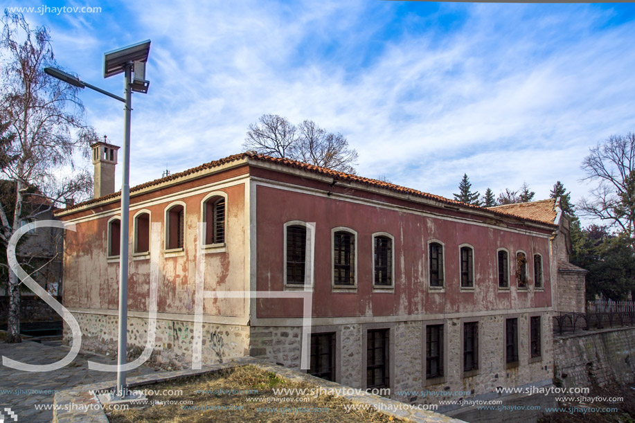 PERUSHTITSA, BULGARIA - DECEMBER 23, 2013: The building of Danov School from nineteenth century, Perushtitsa, Plovdiv Region, Bulgaria
