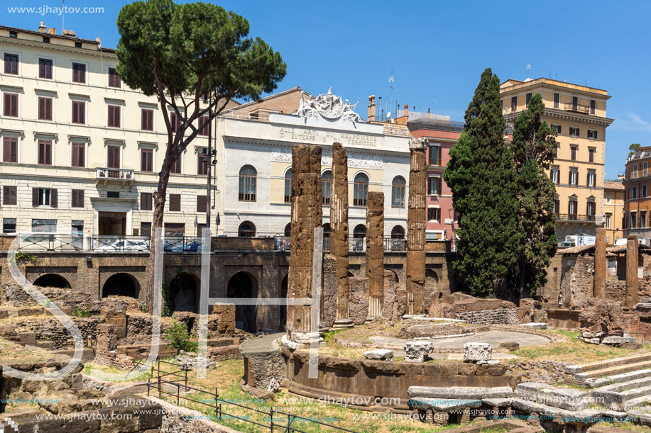 ROME, ITALY - JUNE 23, 2017: Amazing view of Largo di Torre Argentina in city of Rome, Italy