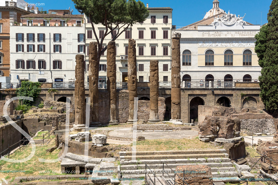 ROME, ITALY - JUNE 23, 2017: Amazing view of Largo di Torre Argentina in city of Rome, Italy