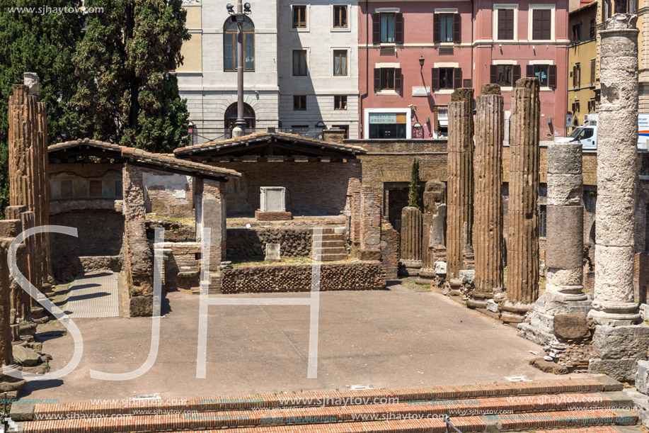ROME, ITALY - JUNE 23, 2017: Amazing view of Largo di Torre Argentina in city of Rome, Italy