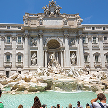 ROME, ITALY - JUNE 23, 2017: People visiting Trevi Fountain (Fontana di Trevi) in city of Rome, Italy
