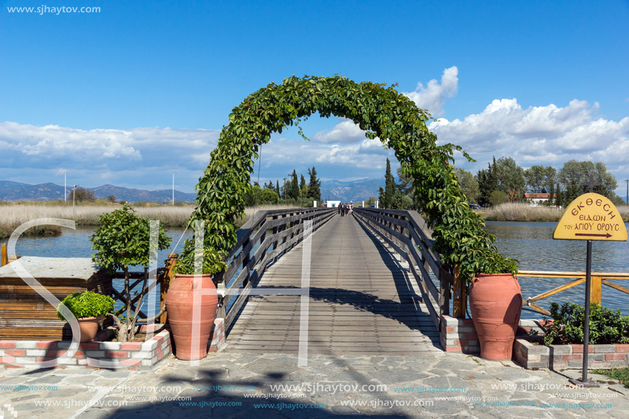 PORTO LAGOS, GREECE - SEPTEMBER 23, 2017:  Saint Nicholas Monastery located on two islands in Porto Lagos, East Macedonia and Thrace, Greece