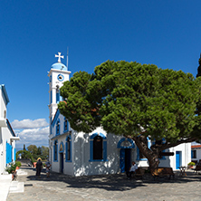 PORTO LAGOS, GREECE - SEPTEMBER 23, 2017:  Saint Nicholas Monastery located on two islands in Porto Lagos, East Macedonia and Thrace, Greece