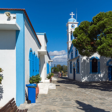 PORTO LAGOS, GREECE - SEPTEMBER 23, 2017:  Saint Nicholas Monastery located on two islands in Porto Lagos, East Macedonia and Thrace, Greece