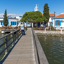 PORTO LAGOS, GREECE - SEPTEMBER 23, 2017:  Saint Nicholas Monastery located on two islands in Porto Lagos, East Macedonia and Thrace, Greece