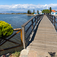 PORTO LAGOS, GREECE - SEPTEMBER 23, 2017:  Saint Nicholas Monastery located on two islands in Porto Lagos, East Macedonia and Thrace, Greece