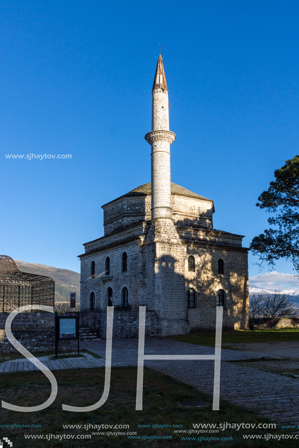 Amazing Sunset view of Fethiye Mosque in castle of city of Ioannina, Epirus, Greece