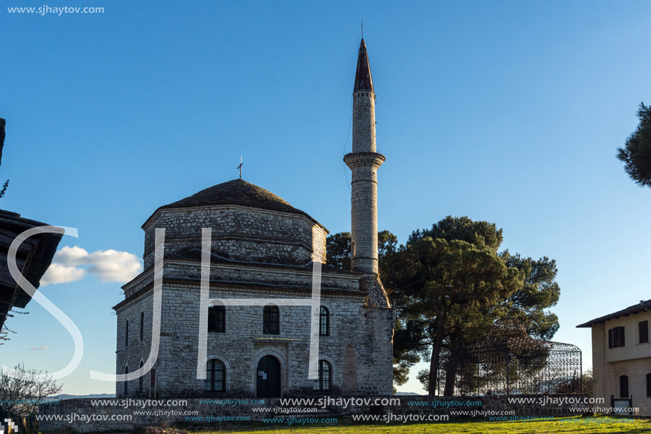 Amazing Sunset view of Fethiye Mosque in castle of city of Ioannina, Epirus, Greece