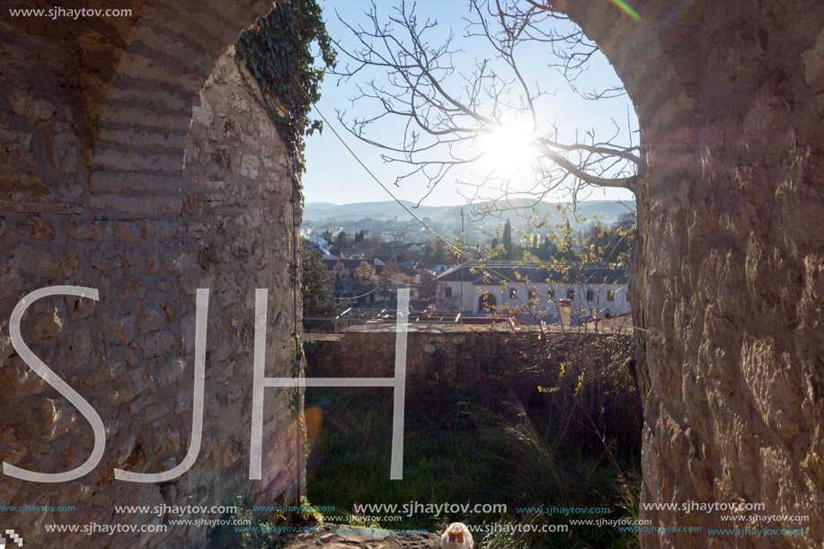 Amazing Sunset view of Aslan Pasha Mosque in castle of city of Ioannina, Epirus, Greece