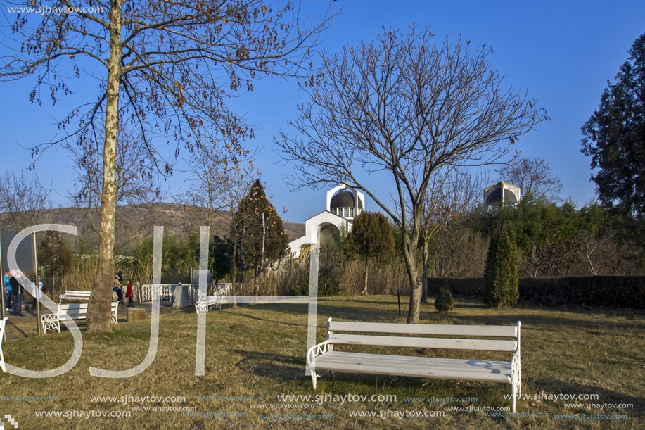 TEMPLE OF VANGA, BULGARIA - JANUARY 3, 2014:  Autumn view of Temple of Vanga near village of Rupite, Blagoevgrad region, Bulgaria