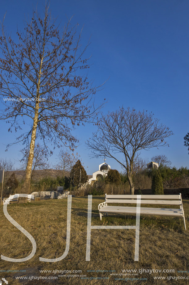 TEMPLE OF VANGA, BULGARIA - JANUARY 3, 2014:  Autumn view of Temple of Vanga near village of Rupite, Blagoevgrad region, Bulgaria