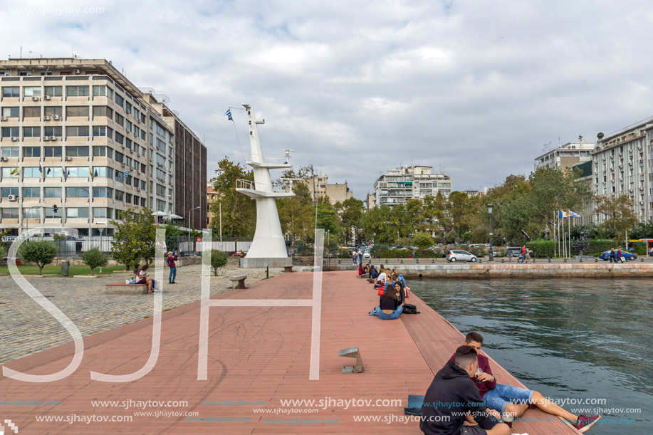 THESSALONIKI, GREECE - SEPTEMBER 30, 2017:  Amazing view of embankment of city of Thessaloniki, Central Macedonia, Greece