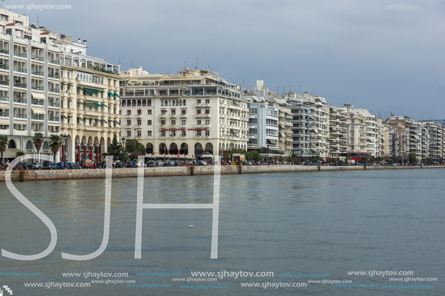 THESSALONIKI, GREECE - SEPTEMBER 30, 2017:  Amazing view of embankment of city of Thessaloniki, Central Macedonia, Greece