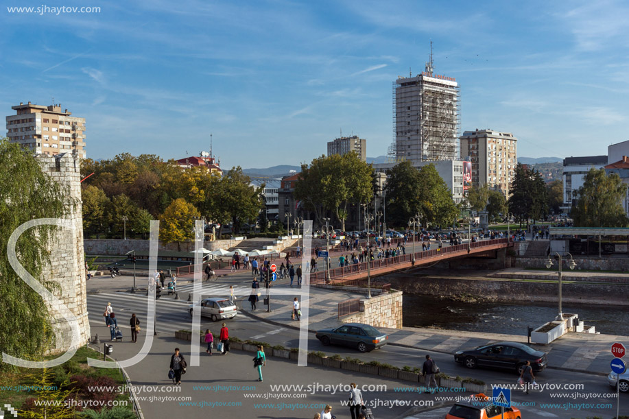 NIS, SERBIA- OCTOBER 21, 2017: Panoramic view of City of Nis from Fortress, Serbia