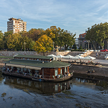 NIS, SERBIA- OCTOBER 21, 2017: Panoramic view of City of Nis and Bridge over Nisava River, Serbia