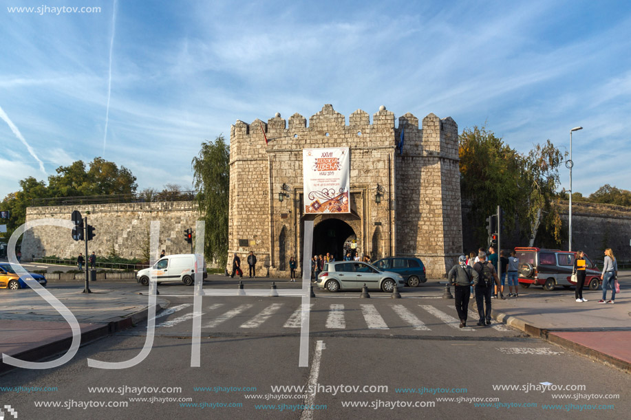 NIS, SERBIA- OCTOBER 21, 2017: Sunset view of entrance of Fortress of city of Nis, Serbia