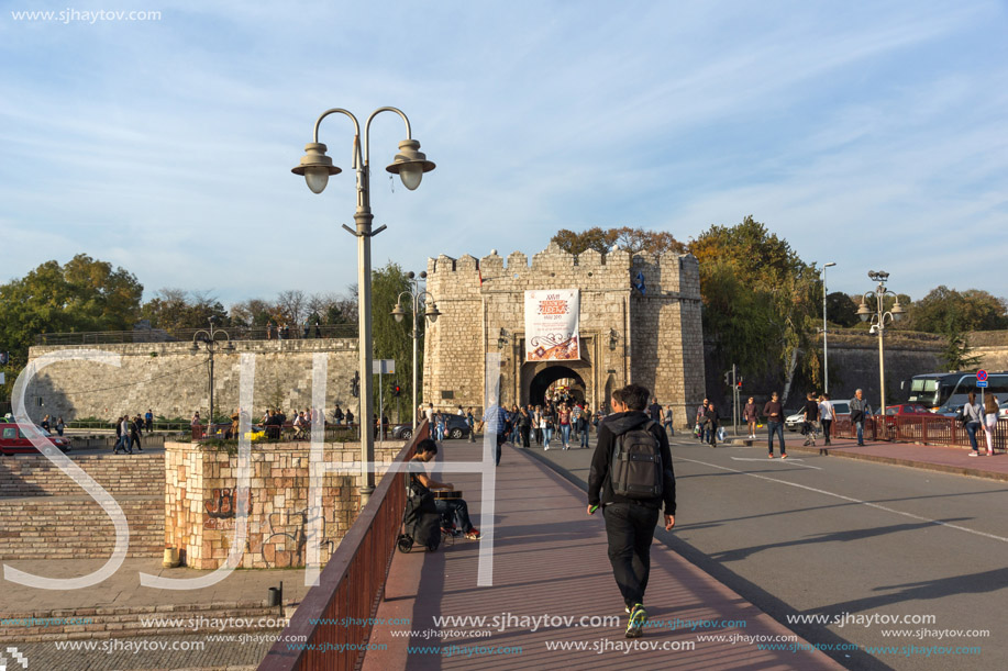 NIS, SERBIA- OCTOBER 21, 2017: Sunset view of entrance of Fortress of city of Nis, Serbia