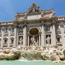 ROME, ITALY - JUNE 23, 2017: Tourists visiting Trevi Fountain (Fontana di Trevi) in city of Rome, Italy