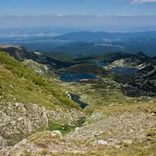 Amazing Landscape of The Lower, The Fish and The Trefoil lakes, The Seven Rila Lakes, Bulgaria