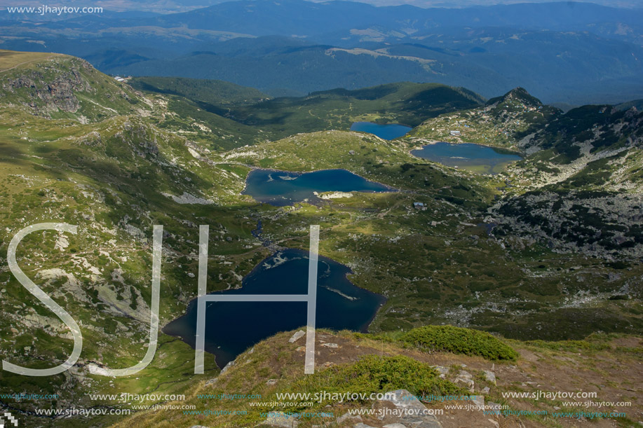 Amazing Landscape of The Twin, The Trefoil, The Eye and The Fish lakes, The Seven Rila Lakes, Bulgaria