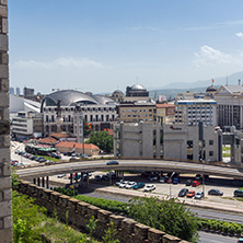 SKOPJE, REPUBLIC OF MACEDONIA - 13 MAY 2017: Panorama to city of Skopje from fortress (Kale fortress) in the Old Town, Republic of Macedonia