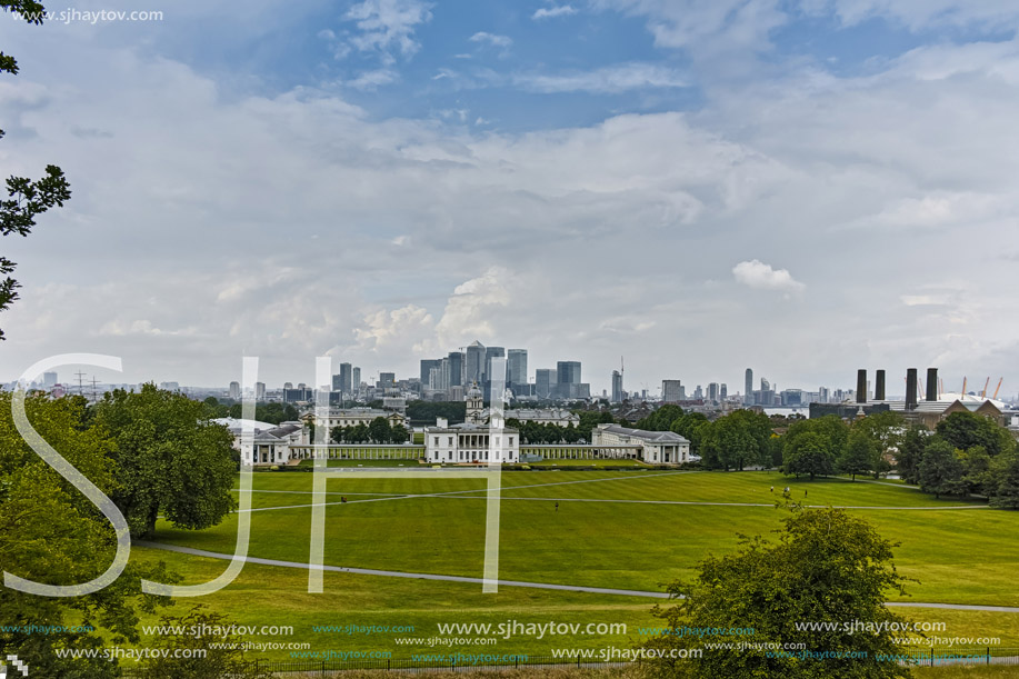 LONDON, ENGLAND - JUNE 17 2016: Amazing Panorama from Greenwich, London, England, United Kingdom