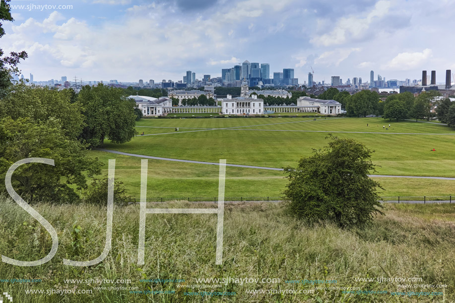 LONDON, ENGLAND - JUNE 17 2016: Amazing Panorama from Greenwich, London, England, United Kingdom