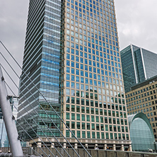 LONDON, ENGLAND - JUNE 17 2016: Business building and skyscraper in Canary Wharf, London, England, Great Britain