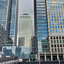 LONDON, ENGLAND - JUNE 17 2016: Business building and skyscraper in Canary Wharf, London, England, Great Britain