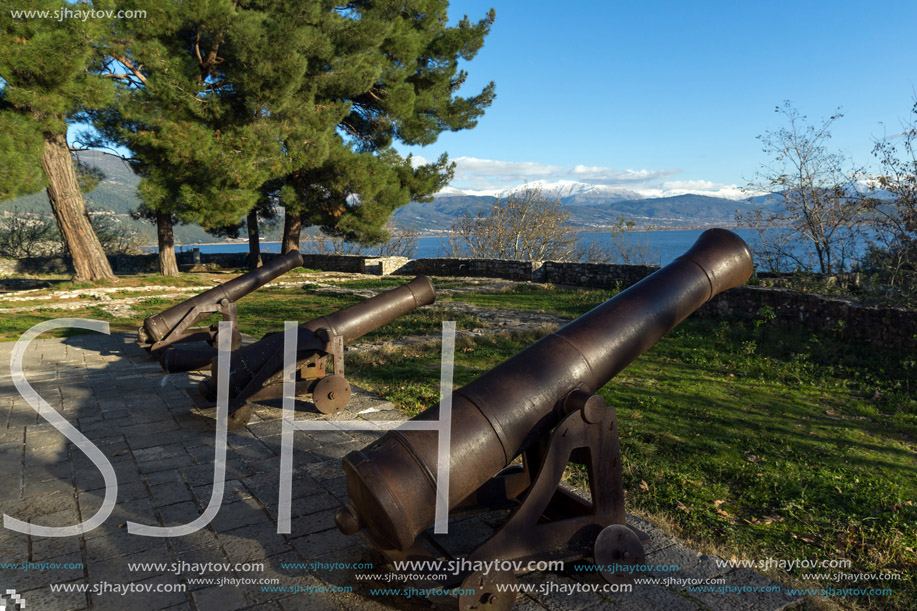IOANNINA, GREECE - DECEMBER 27, 2014: Amazing Sunset view of castle of Ioannina, Epirus, Greece