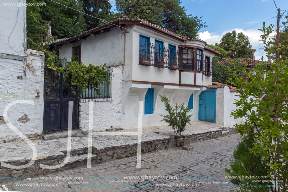 XANTHI, GREECE - SEPTEMBER 23, 2017: Street and old houses in old town of Xanthi, East Macedonia and Thrace, Greece