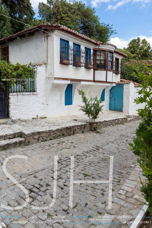 XANTHI, GREECE - SEPTEMBER 23, 2017: Street and old houses in old town of Xanthi, East Macedonia and Thrace, Greece