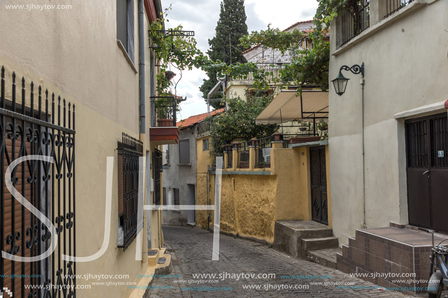 XANTHI, GREECE - SEPTEMBER 23, 2017: Street and old houses in old town of Xanthi, East Macedonia and Thrace, Greece