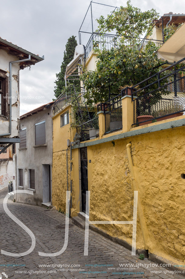 XANTHI, GREECE - SEPTEMBER 23, 2017: Street and old houses in old town of Xanthi, East Macedonia and Thrace, Greece