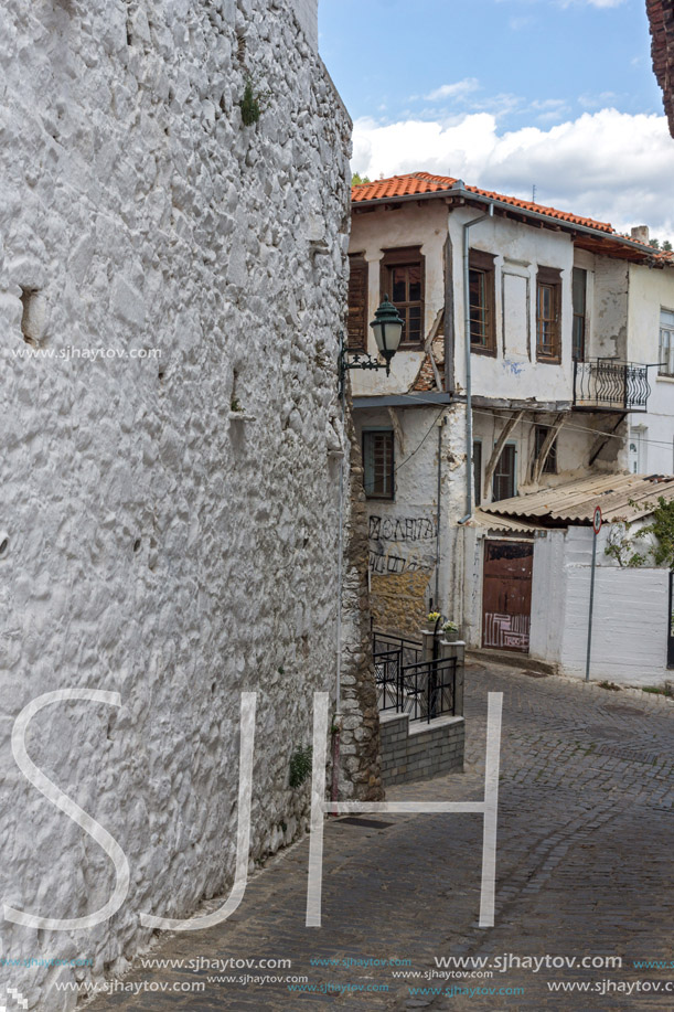 XANTHI, GREECE - SEPTEMBER 23, 2017: Street and old houses in old town of Xanthi, East Macedonia and Thrace, Greece