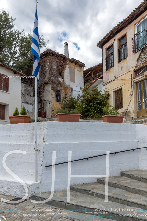 XANTHI, GREECE - SEPTEMBER 23, 2017: Street and old houses in old town of Xanthi, East Macedonia and Thrace, Greece