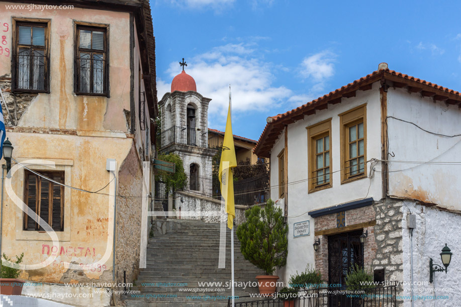 XANTHI, GREECE - SEPTEMBER 23, 2017: Street and old houses in old town of Xanthi, East Macedonia and Thrace, Greece