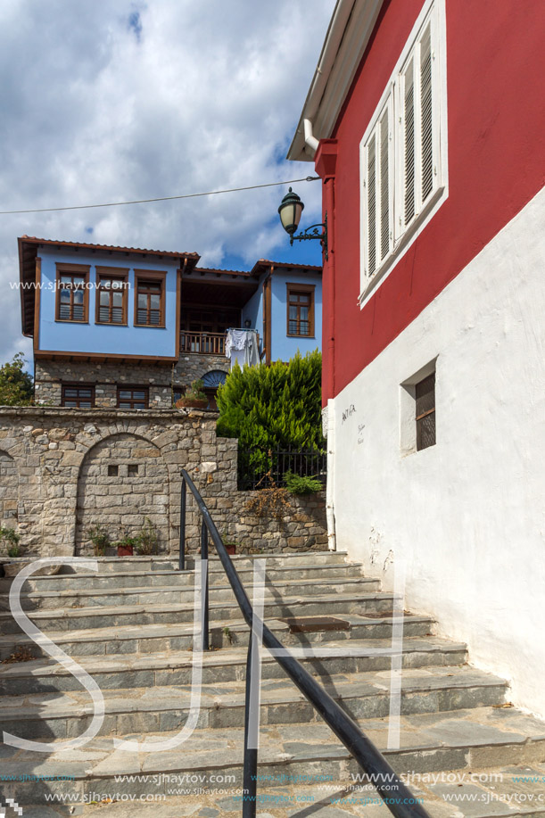 XANTHI, GREECE - SEPTEMBER 23, 2017: Street and old houses in old town of Xanthi, East Macedonia and Thrace, Greece