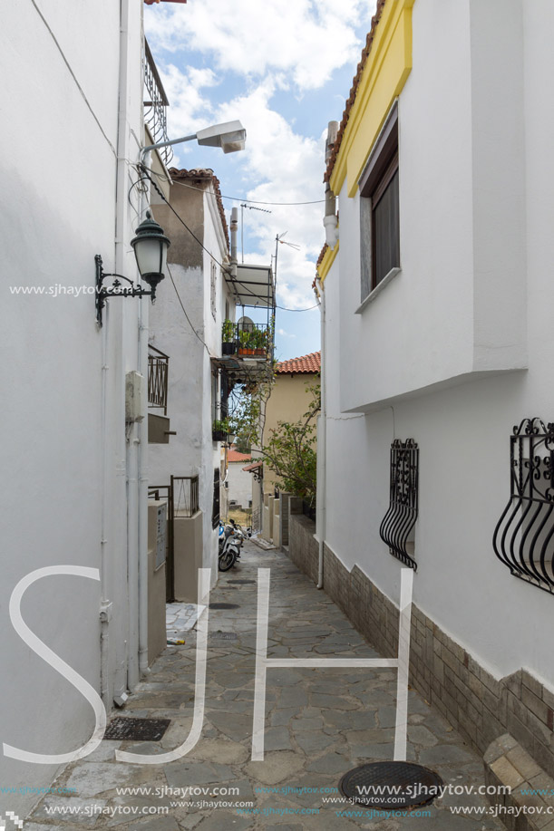 XANTHI, GREECE - SEPTEMBER 23, 2017: Street and old houses in old town of Xanthi, East Macedonia and Thrace, Greece