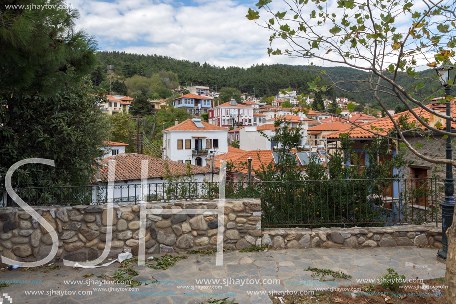 XANTHI, GREECE - SEPTEMBER 23, 2017: Street and old houses in old town of Xanthi, East Macedonia and Thrace, Greece