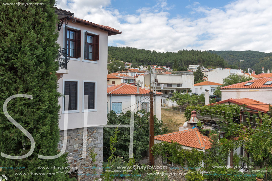 XANTHI, GREECE - SEPTEMBER 23, 2017: Street and old houses in old town of Xanthi, East Macedonia and Thrace, Greece