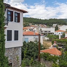 XANTHI, GREECE - SEPTEMBER 23, 2017: Street and old houses in old town of Xanthi, East Macedonia and Thrace, Greece