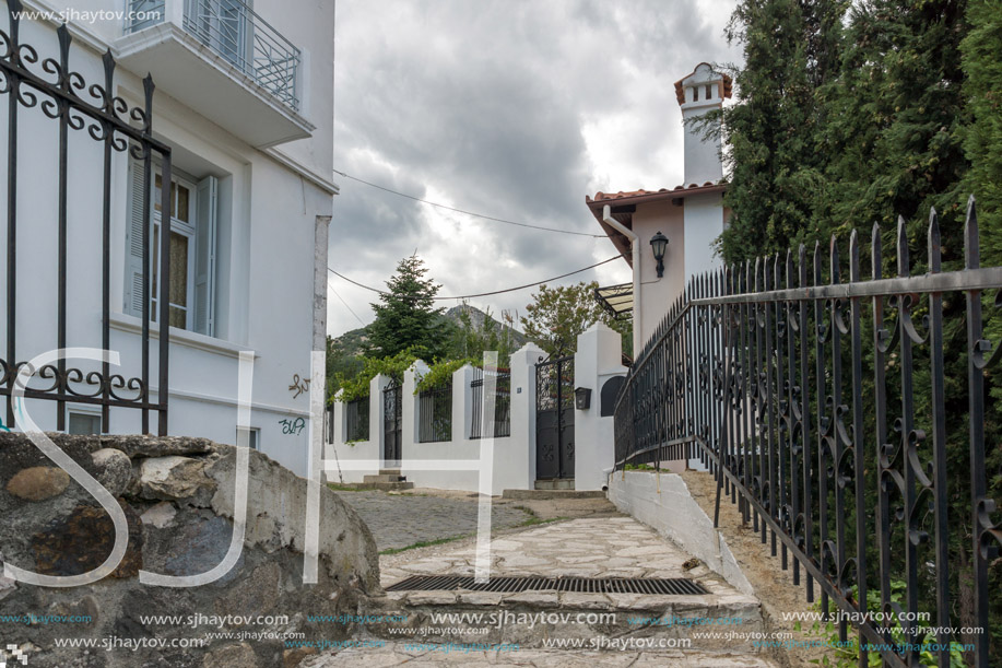 XANTHI, GREECE - SEPTEMBER 23, 2017: Street and old houses in old town of Xanthi, East Macedonia and Thrace, Greece